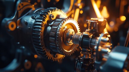 Fototapeta premium Close-up of modern transmission components soft lighting effect