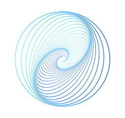 Twisted colored spirals. Circular gradient spirals isolated on white background. Vector illustration. Logo. Poster. Banner. Wireframe shape. Spiral tunnels.