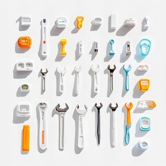 A collection of various tools arranged neatly, showcasing their shapes and functions.