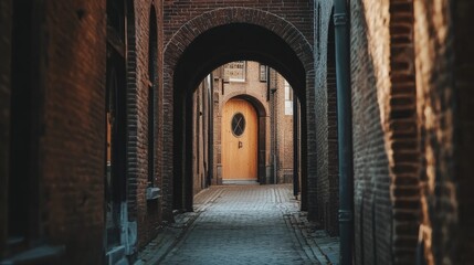Fototapeta premium Charming Archway Leading to Wooden Doorway