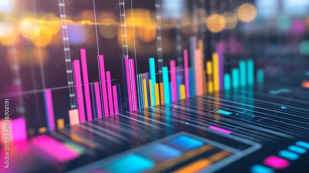 Leinwandbilder vibrant data visualization with colorful charts and graphs