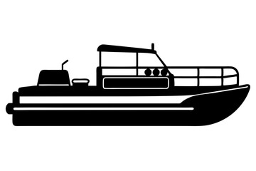 Pontoon Boat silhouette | isolated vector silhouette illustration on white background