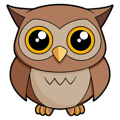 Charming Cartoon Owl with Big Eyes