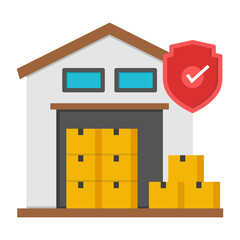 Flat design icon of warehouse

