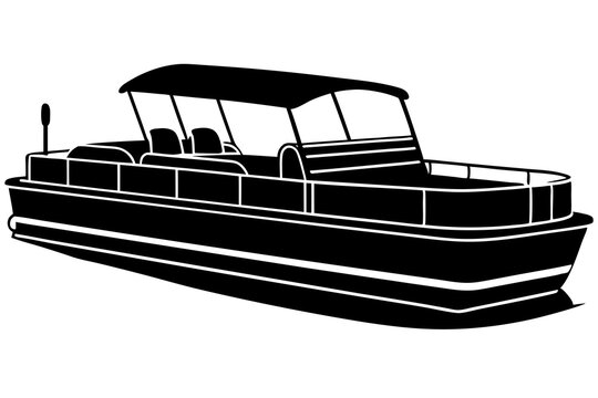 recommend clip art: Pontoon Boat silhouette | isolated vector silhouette illustration on white background