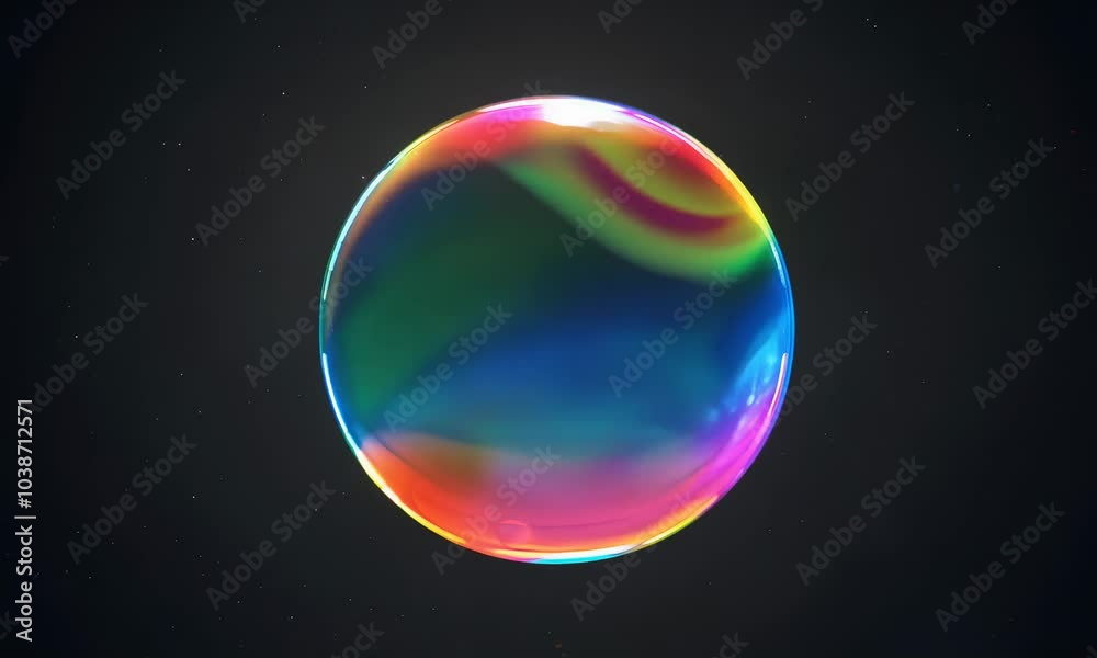 Poster single soap bubble showcases light and reflection.