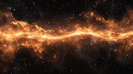 Cosmic Blaze A Glowing Nebula in a Starry Sky, space, nebula