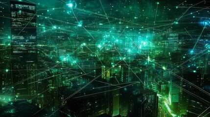 Cyberpunk Cityscape Digital Network, Abstract, Futuristic, Neon City, Technology , cyberpunk , digital art