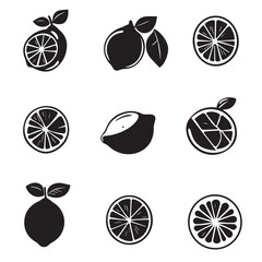 Lemons In cartoon, hand-drawn flat style. image for social media, websites and UI. Isolated 2D vector design in logo, icon, sketch style, simple line vector, single color. AI Generative Art.