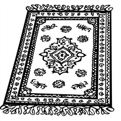 A decorative rug illustration featuring intricate patterns and fringes.