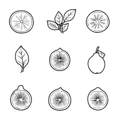 Lemons In cartoon, hand-drawn flat style. image for social media, websites and UI. Isolated 2D vector design in logo, icon, sketch style, simple line vector, single color. AI Generative Art.