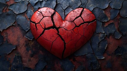 Broken Heart on Rusted Background