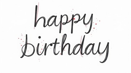 Happy birthday greeting card with artistic calligraphy and colorful splashes