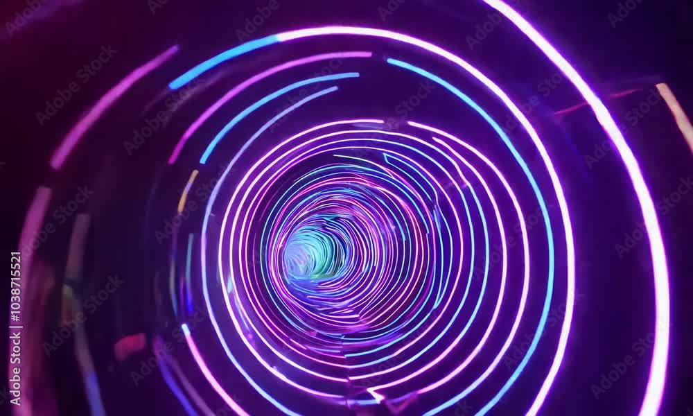 Poster A mesmerizing neon tunnel with vibrant colors swirling  creating a sense of depth and energy.