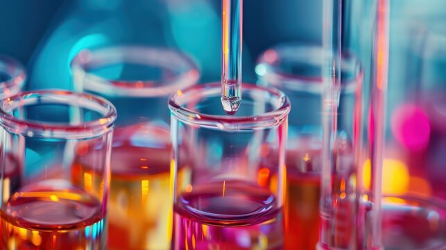 Colorful liquid experimentation in laboratory test tubes showcasing amyl acetate during chemical analysis