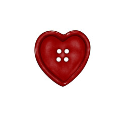 Watercolor illustration of red button like a heart