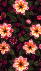 Floral seamless pattern. Flower background. Garden texture isolated with white highlights, png