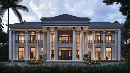 Obraz premium Elegant Modern Mansion with Luxurious Architecture