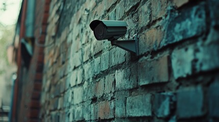 Security Camera on Brick Wall Outdoor Setting