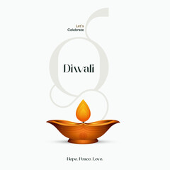 Luxurious Diwali social media post featuring a golden diya lamp, festive greetings, and a stylish design