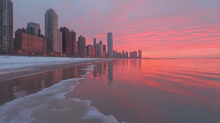 Chicago Skyline at Sunset