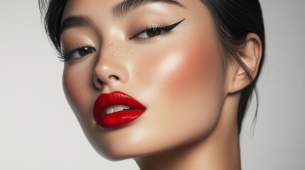 Naklejka premium Stunning Portrait of a Woman with Bold Makeup Look