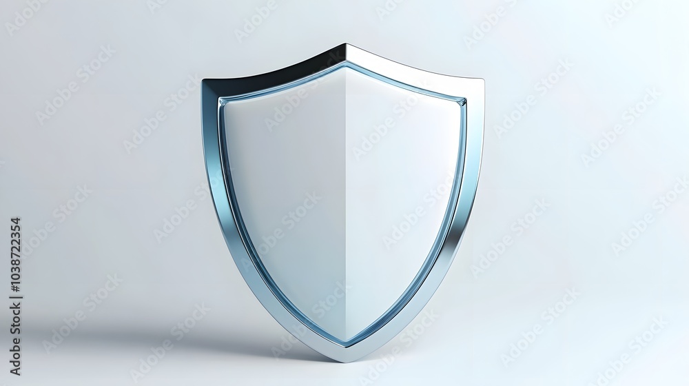 Wall mural cyber security safety shield in minimalistic style. 3d vector illustration. white background