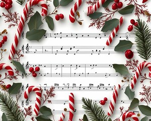 A sheet of music with a Christmas theme