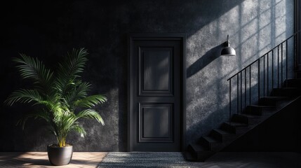 Fototapeta premium Modern Indoor Space with Natural Light and Plant