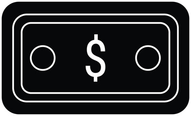 Black dollar note icon currency finance illustration 