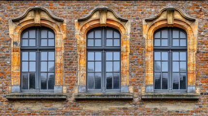 Fototapeta premium Elegant Arched Windows on Brick Wall