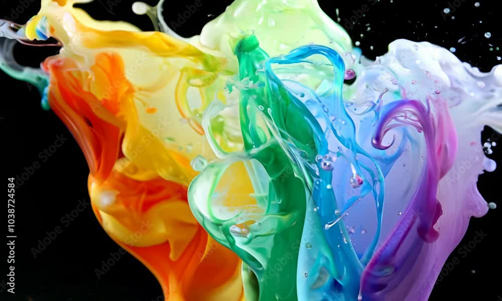 Aufkleber Colorful paint explosion on transparent background with intricate patterns.