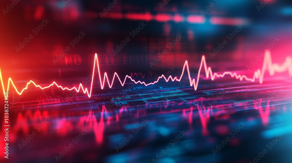 Poster vibrant heartbeat pulse visual with abstract background