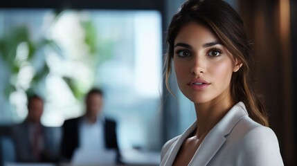 Obraz premium Businesswoman explaining colleagues during meeting in office