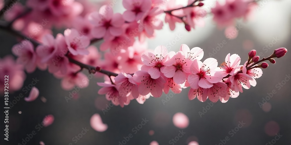 Wall mural Delicate pink cherry blossoms in full bloom.