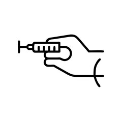 Injection icon in modern design with black outline and clean style for health concepts