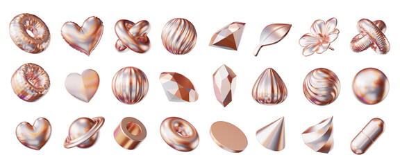 Holographic element set pack isolated background 3d rendering	
