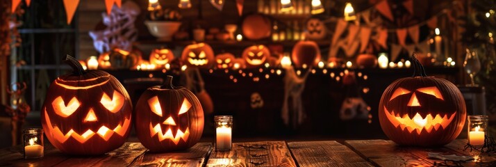 Halloween party with spooky themed banners