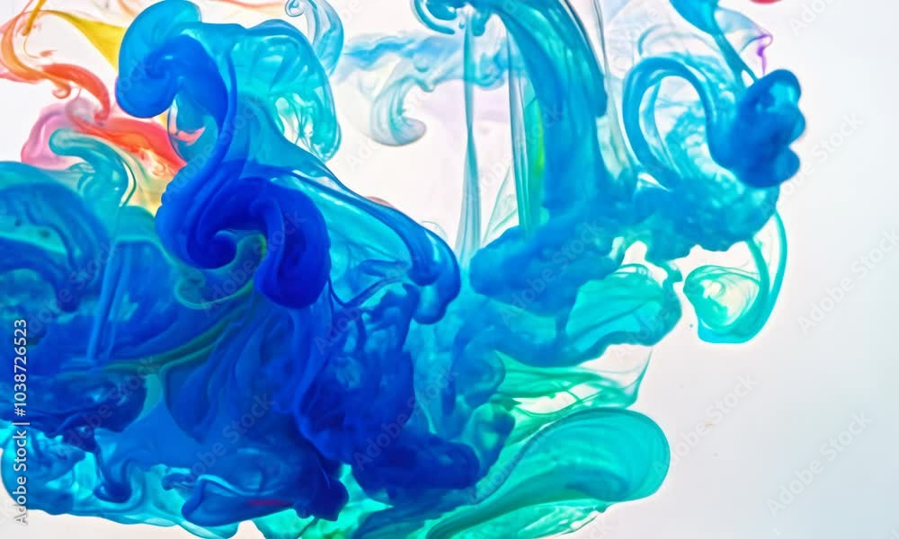 Aufkleber Colorful ink swirling in water creating dynamic patterns.