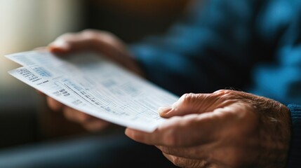 Naklejka premium Close-up of a man's hands holding a bill