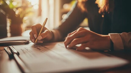 Woman's Hand Signing Document