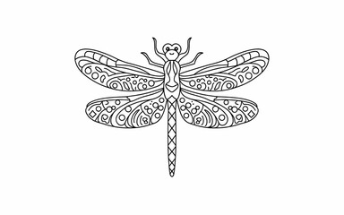 DragonFly coloring page design illustration black and white design  white background  