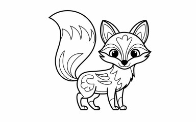 Obraz premium Fox coloring page illustration design black and white background design 