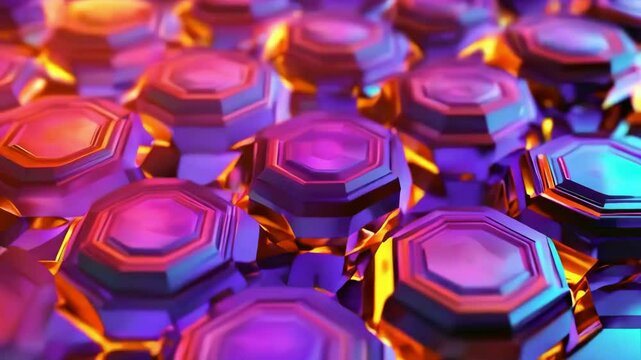 Colorful octagon pattern with shiny neon lights