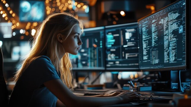 Mathematisch-technische Softwareentwicklerin im modernen B&Atilde;&frac14;ro
