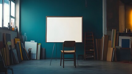 A Blank Canvas in an Empty Studio Space