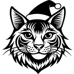 bobcat Santa hat silhouette