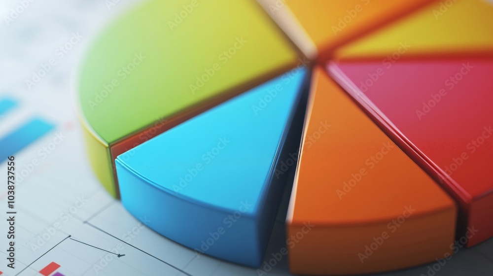 Poster colorful pie chart segment on business document