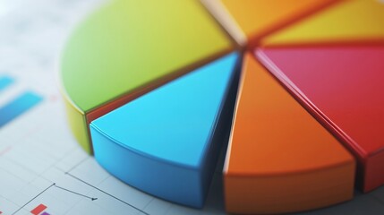 Fototapeta premium Colorful Pie Chart Segment on Business Document