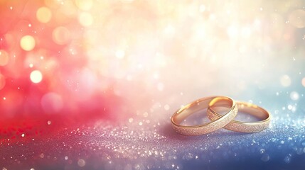 Elegant Wedding Rings Against a Red White and Blue Background Generative AI
